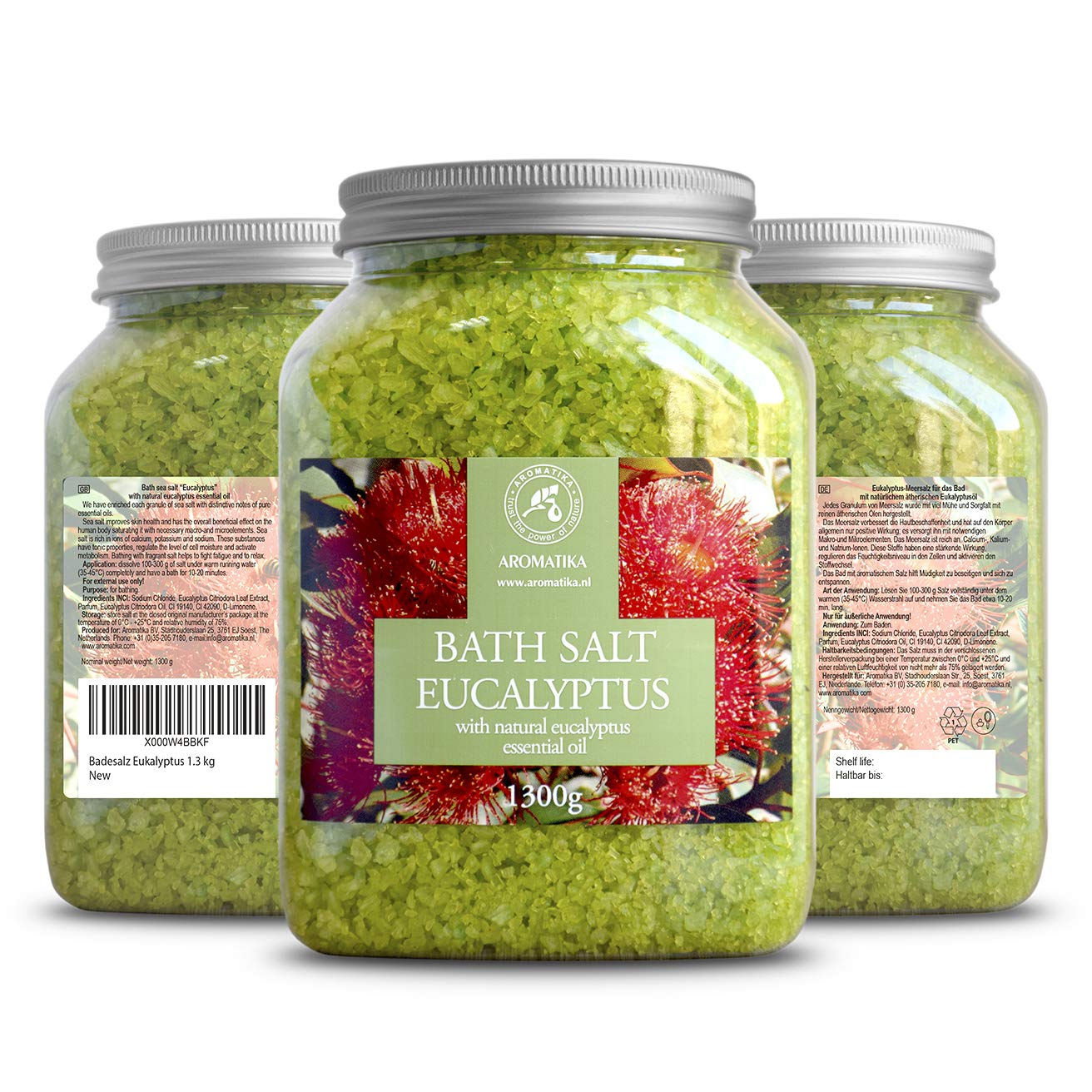 Sea Salt Eucalyptus with Natural Eucalyptus Essential Oil 46 Oz - Eucaliptus Bath Salts - Best for Good Sleep - Stress Relief - Beauty - Relaxing - Bathing - Body Care