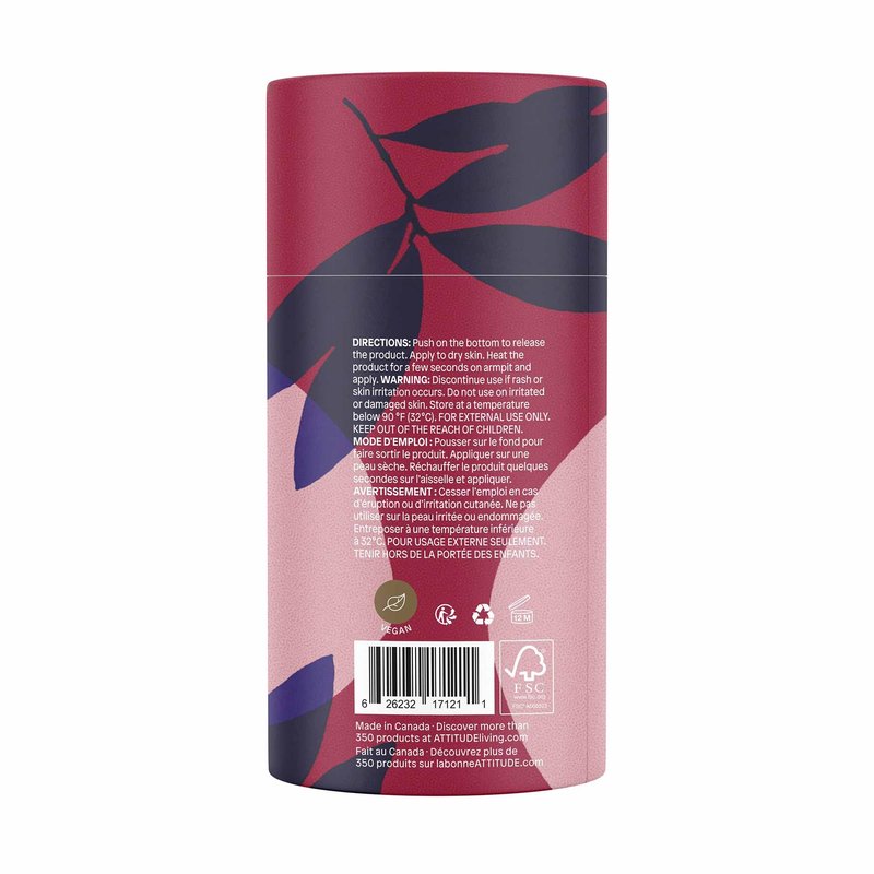 ATTITUDE Natural Deodorant, Aluminum-free, Odor Control & Long Lasting, Nourishing Ingredients, Castor and Jojoba Oils, Baking Soda-free, EWG Verified, For Men and Women, Sandalwood, 3 Oz