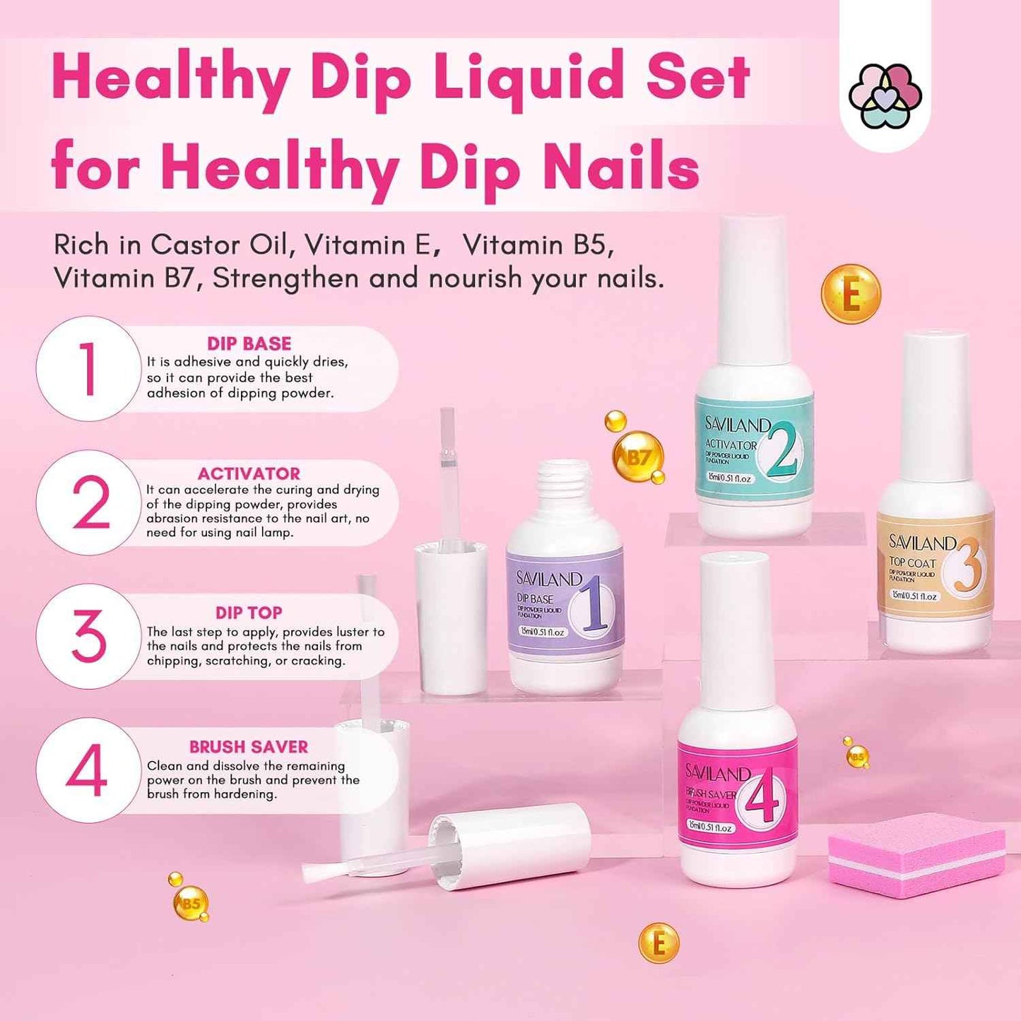 SAVILAND 30-Color Dip Powder Nail Kit with UV Light & Nail Drill - Starter Set for Spring/Summer