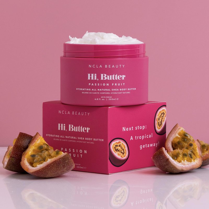 NCLA Beauty Hi Butter All Natural Body Butter - Body Moisturizer with Sunflower Oil and Shea, Cocoa, Mango Extracts - Passion Fruit - 6.8 oz