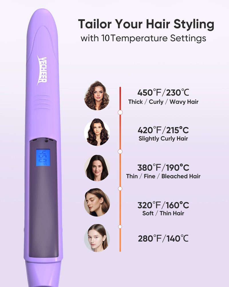 1" Ceramic Flat Iron with Sonic Vibrating for Less Damage, Dual Voltage Travel Hair Straightener for Women - Ionic & Volcanic Mineral Technology, Straightener and Curler, 10 Heat Settings