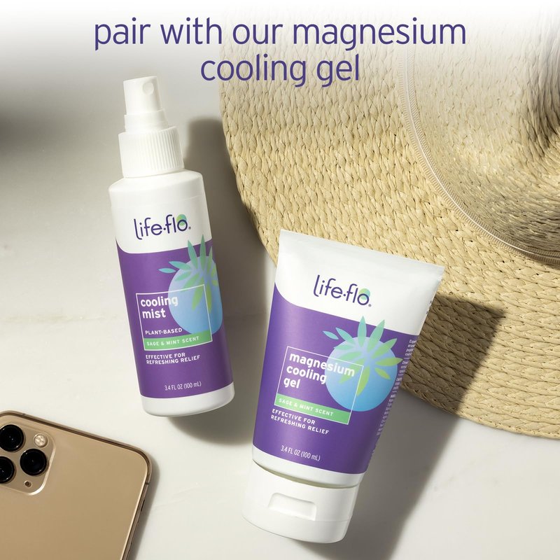 LIFE-FLO Cooling Mist - Refreshing Body Mist for Women - Instantly Cools Hot Flashes with Ginger, Organic Aloe Vera and Lavender - Fresh Sage Mint Scent, 60-Day Guarantee, Not Tested on Animals, 3.4oz
