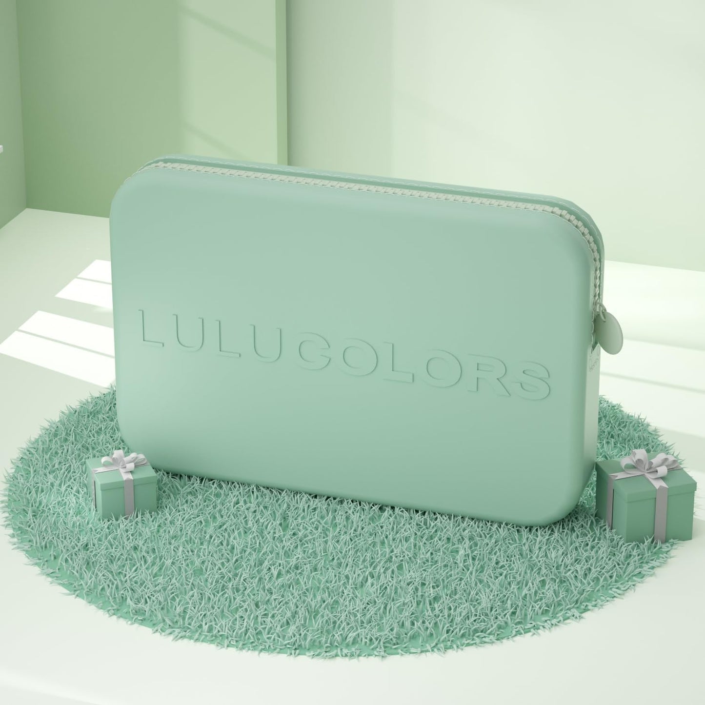 LULUCOLORS-Dual-Ended Makeup Brush Set with Sponge & Travel Case-13 Kinds of Multi-Functional Brushes for Face & Eyes – Soft Bristles, Easy Travel Brush Set (Mint Green)