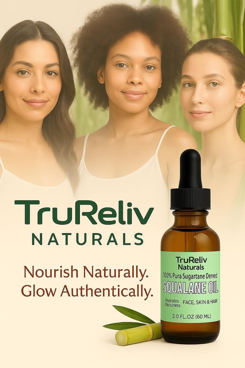 TruReliv Squalane 100% Pure Plant Derived Face Oil 2 Fl Oz All Natural, Hydrates Nourish Moisturize Skin Face Body and Hair for All Skin Types