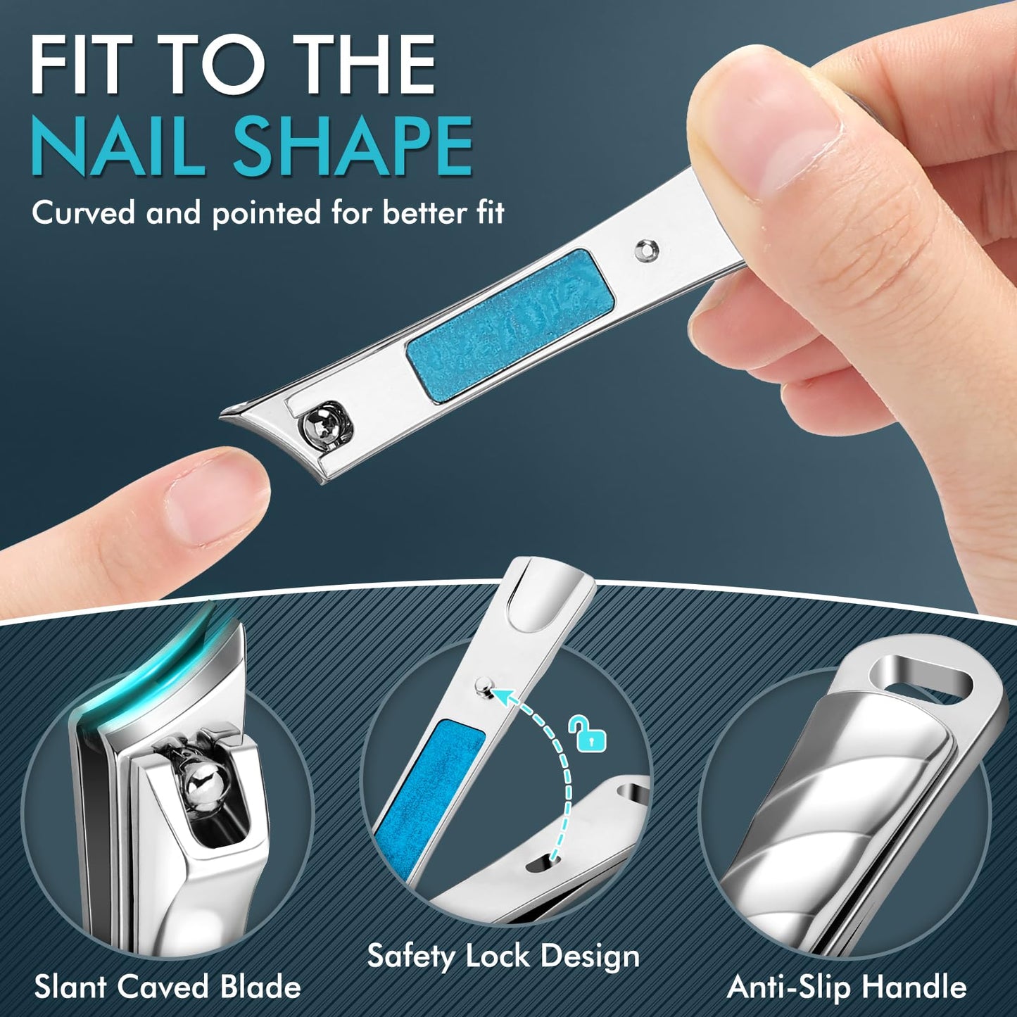 Nail Clippers for Seniors, Wide Jaw Fingernail Clippers and Angled Head Toenail Clippers for Thick Nail, Professional German Nail Clippers for Men, Women&Pregnant