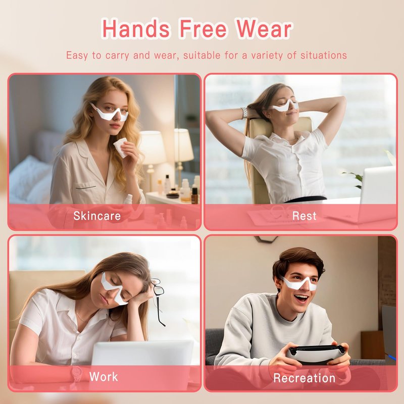 Under Eye Red Light Therapy Device - 3D Surround Massager Glasses for Eye Bags & Puffiness Appearance - Hands-Free Beauty Tool for Reading & Relaxing, 3 Microcurrent Intensities