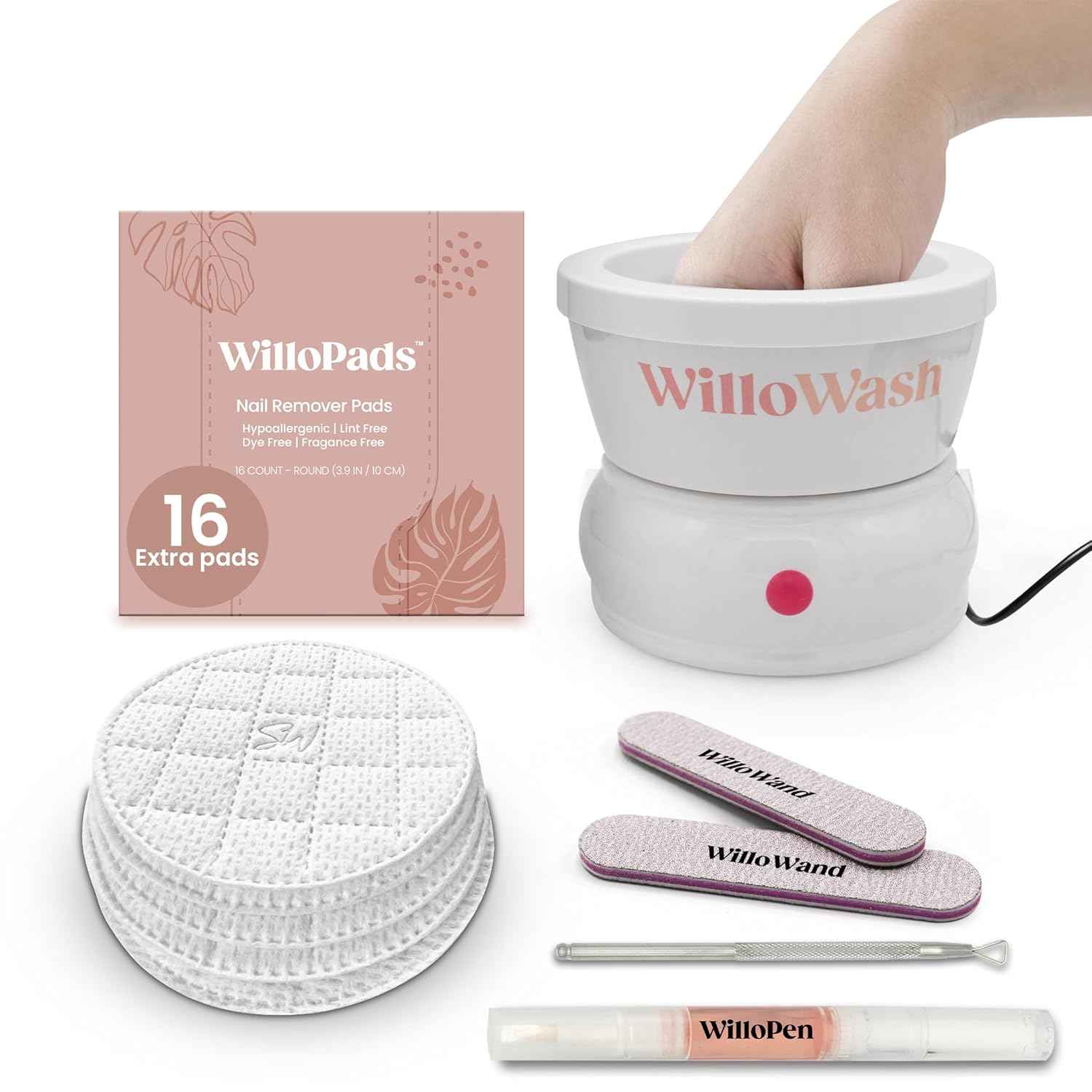 Willowash Electric Nail Soaking Bowl & Willopad Refills Bundle - Spa Quality Nail Care