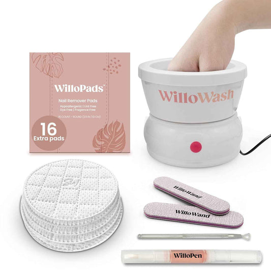 Willowash Electric Nail Soaking Bowl & Willopad Refills Bundle - Spa Quality Nail Care
