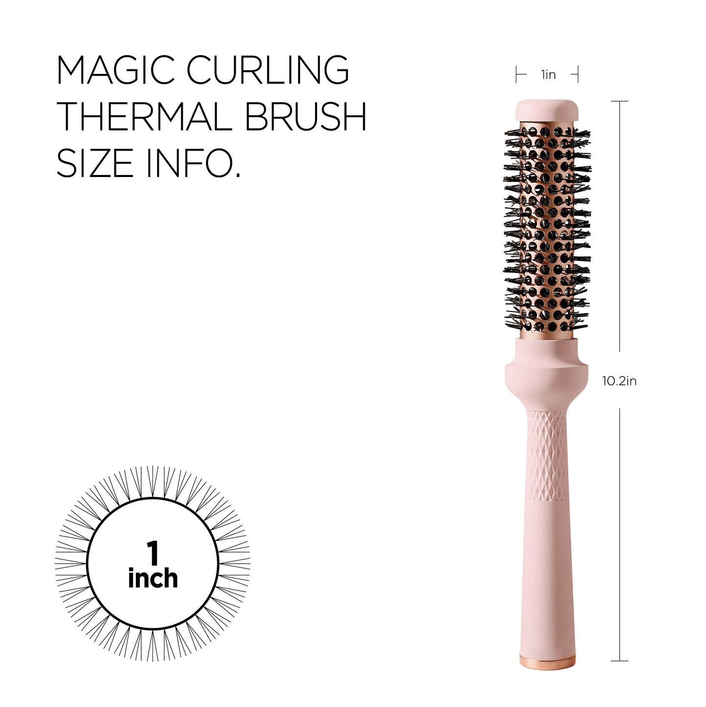 F3 Systems Magic Curling Round Brush (1 Inch) - Non-electronic, Self-Standing Round Brush, Great Blowout, Ceramic Coated Barrel, Quick Styling, Ionic Thermal Barrel, Volumizer, Styler