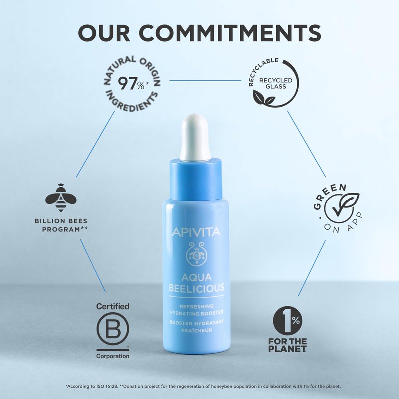 Apivita Aqua Beelicious Hydrating Booster Serum, Hydrating, Soothing & Replenishing with Propolis, Honey, Hyaluronic Acid, Prebiotics & Flowers