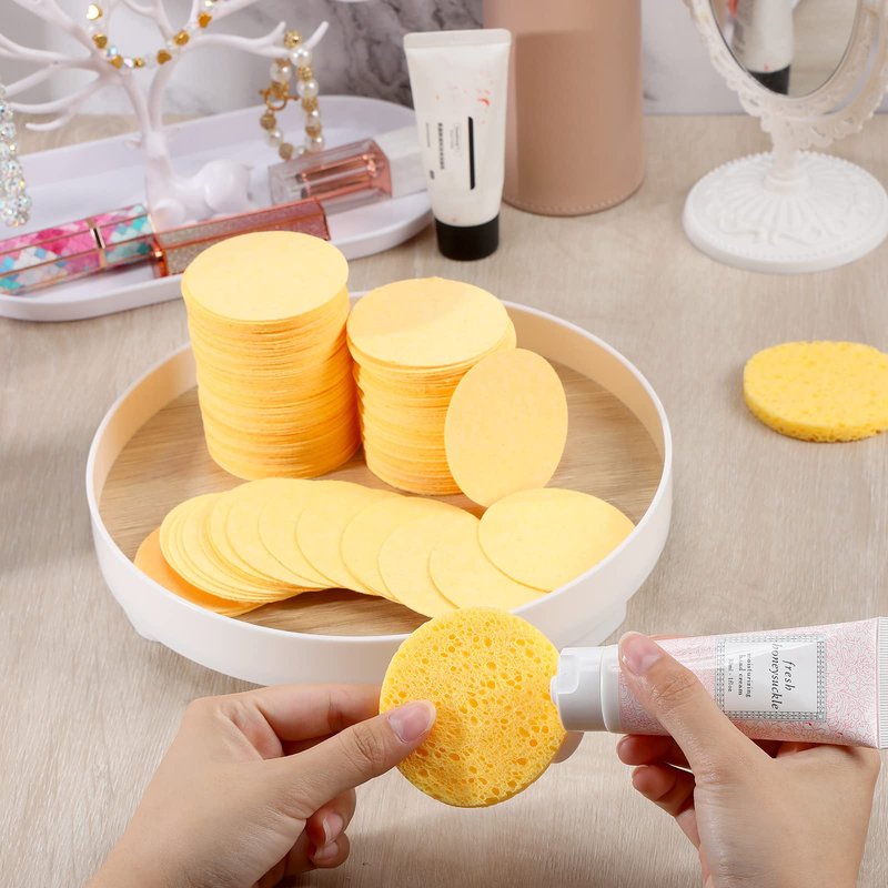 150 Pcs Compressed Facial Sponges Natural Cosmetic Spa sponges 2.5 Inch for Women Facial Cleansing Exfoliating Mask, Makeup Removal Pads