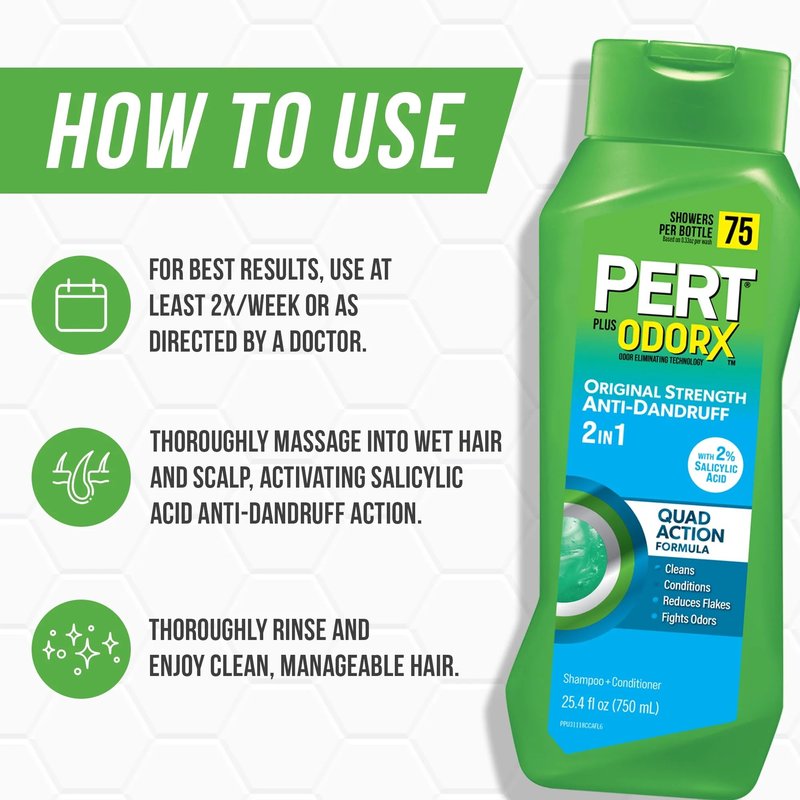 Pert Plus 2 in 1 Shampoo + Conditioner Dandruff Control 25.40 oz (Pack of 5)