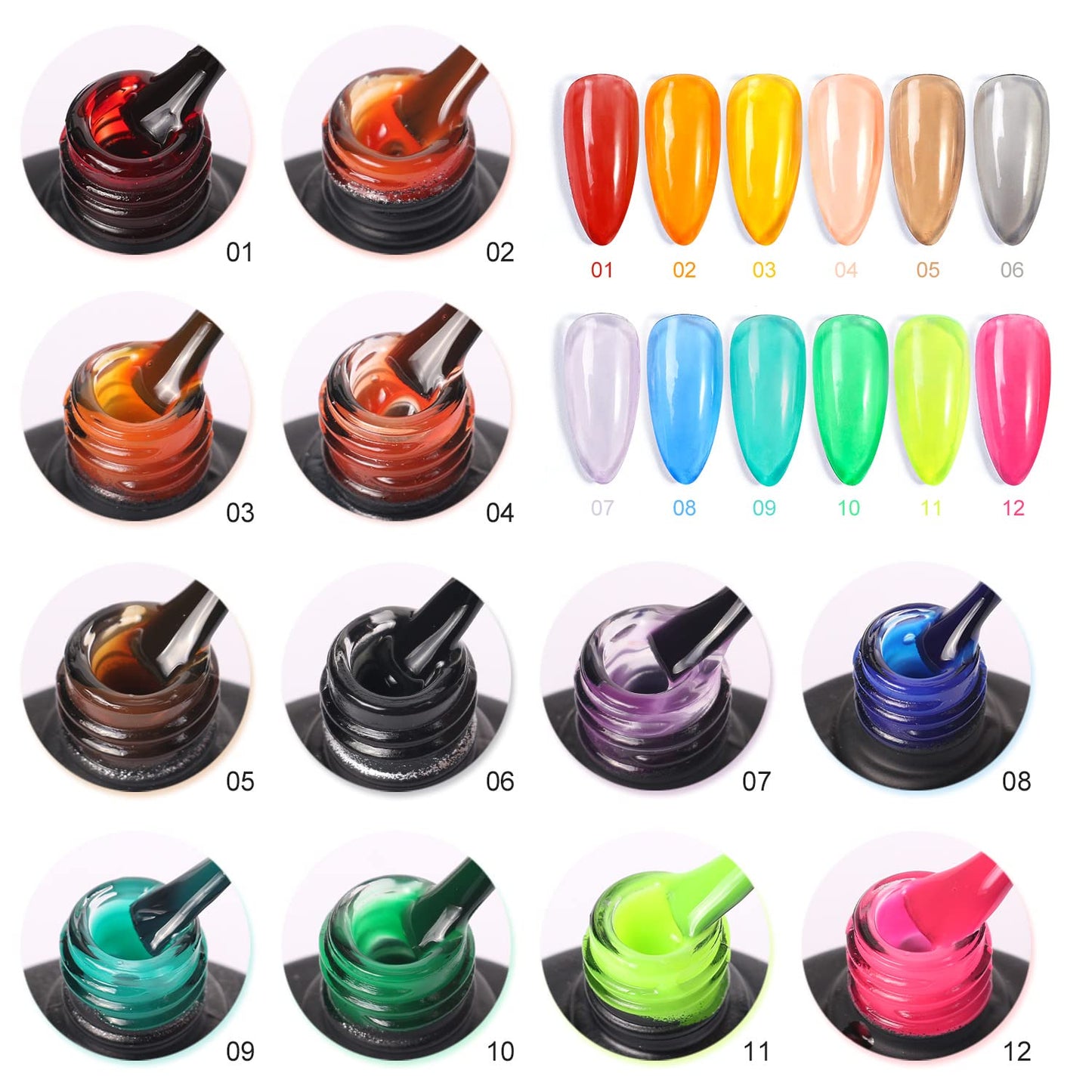 Major Dijit 12 Pcs 8 ML Jelly Gel Nail Polish Set