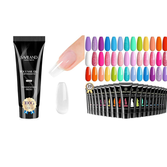 Ultimate Poly Gel Nail Kit - 20-Color Collection + 100g Clear Gel & Slip Solution for Salon-Grade DIY Manicure