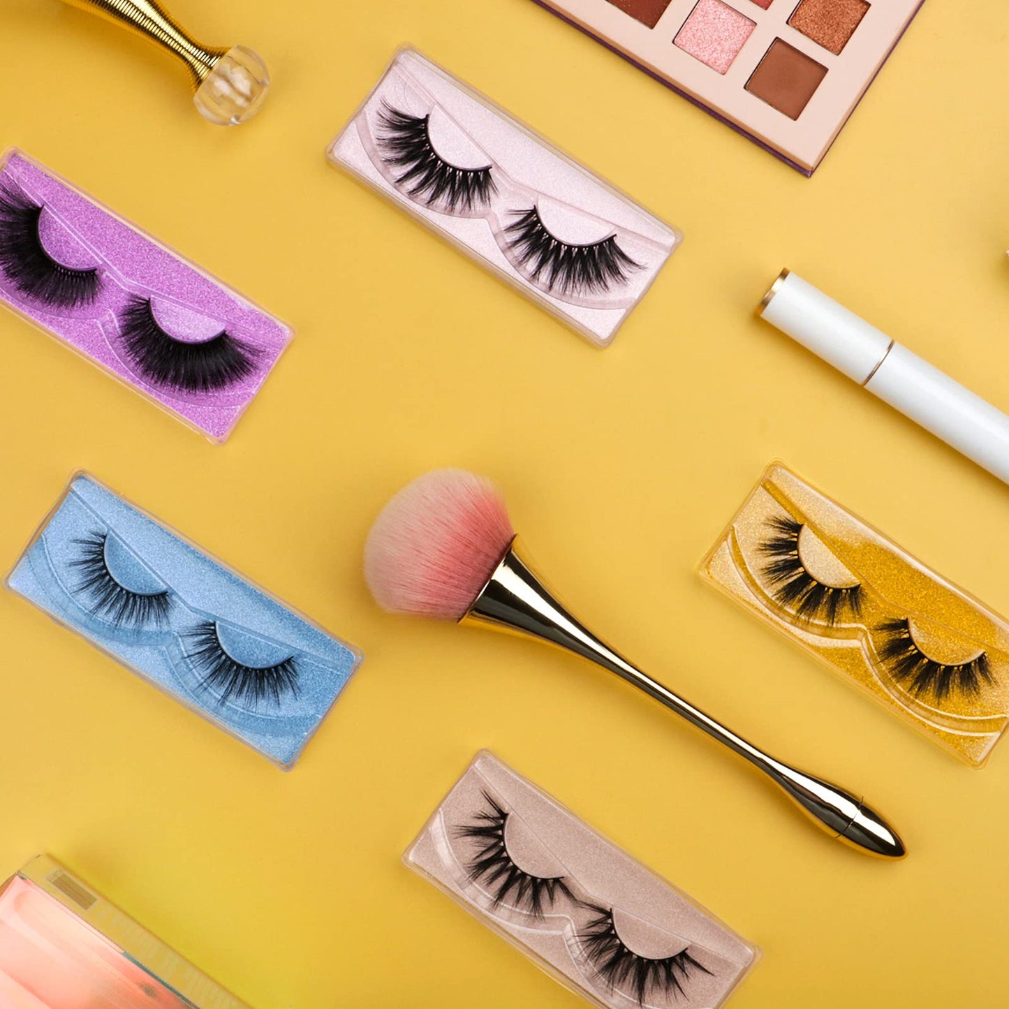 Wholesale Mixed Lashes Pack 3D Faux Mink Eyelashes 5 Style 50 Pairs Fluffy Volume Natural Charming Look Medium Length Eyelashes Cotton Band Handmade Reusable Soft False Eyelashes (5 styles-50 pairs)