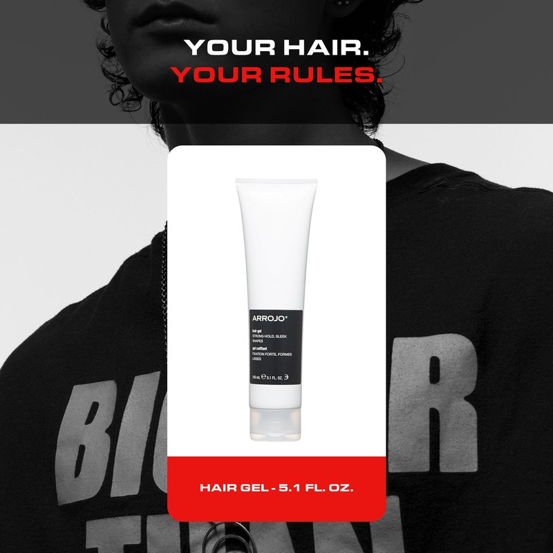 Arrojo Hair Gel for Short Hair, 5.1oz – No-Flake Styling Gel with Vitamin B5 – Strong Hold, Pliable Finish, Non-Sticky for Sleek & Modern Hairstyles
