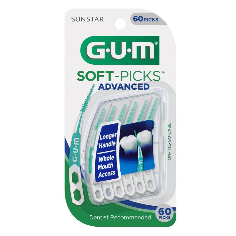 GUM Soft-Picks Advanced – Easy-to-Use Interdental Picks for Plaque Removal & Gum Health with Convenient Carry Case, Dentist Recommended, 60 Count (Pack of 3) 180 Total