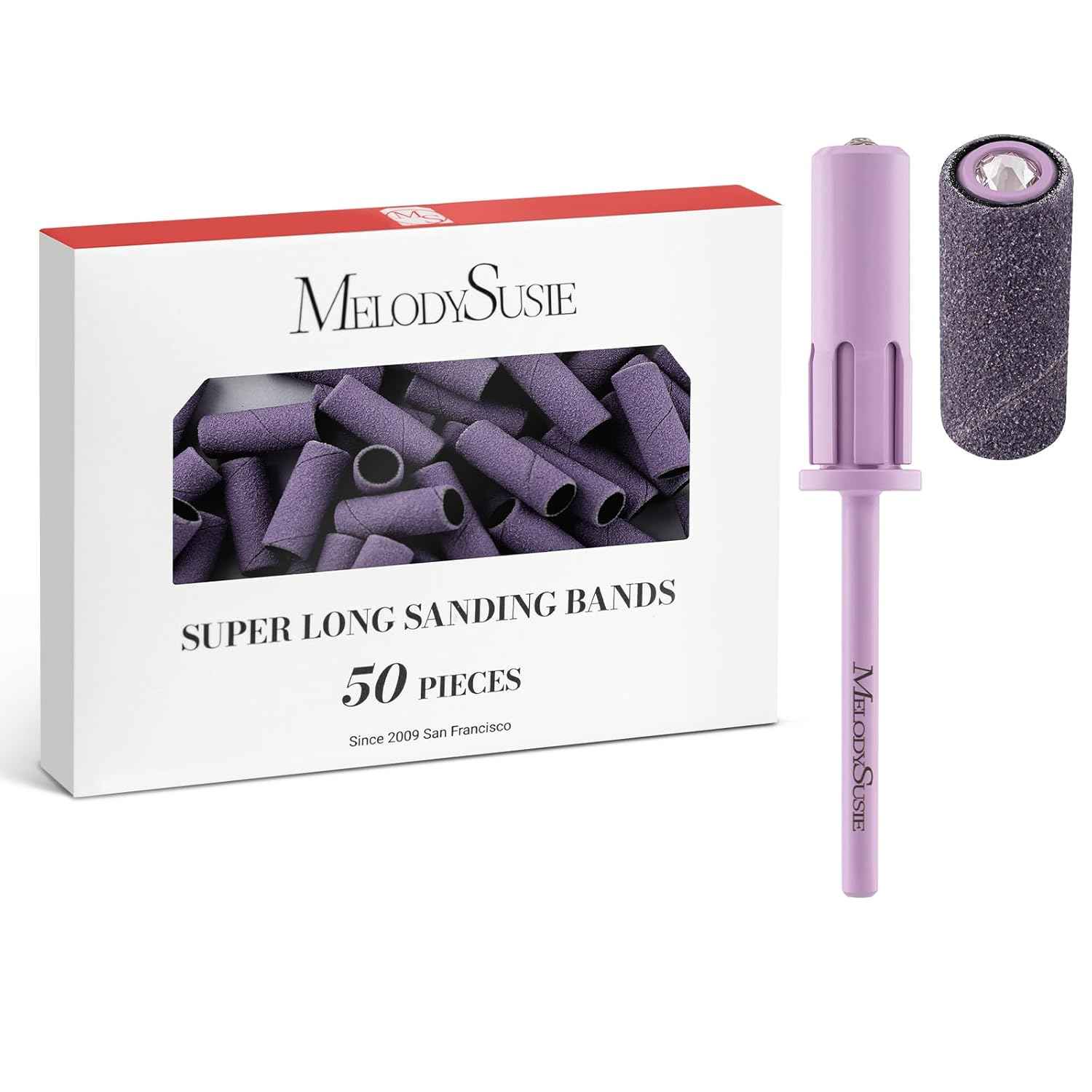 MelodySusie 30000 RPM Portable Nail Drill with 50 Nail Bits & Long Sanding Bands