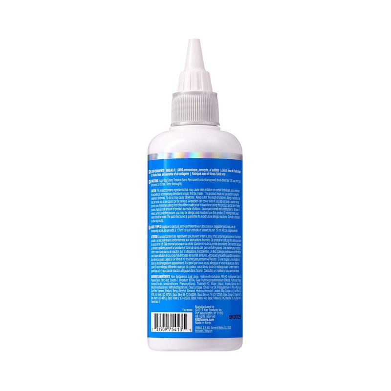 Red by Kiss Tintation Semi-Permanent Hair Color, Aloe Vera Water Based, Argan Oil, Olive Oil, Collagen & Keratin, Long-Lasting Color Dye (Azure, 5 Fl Oz)