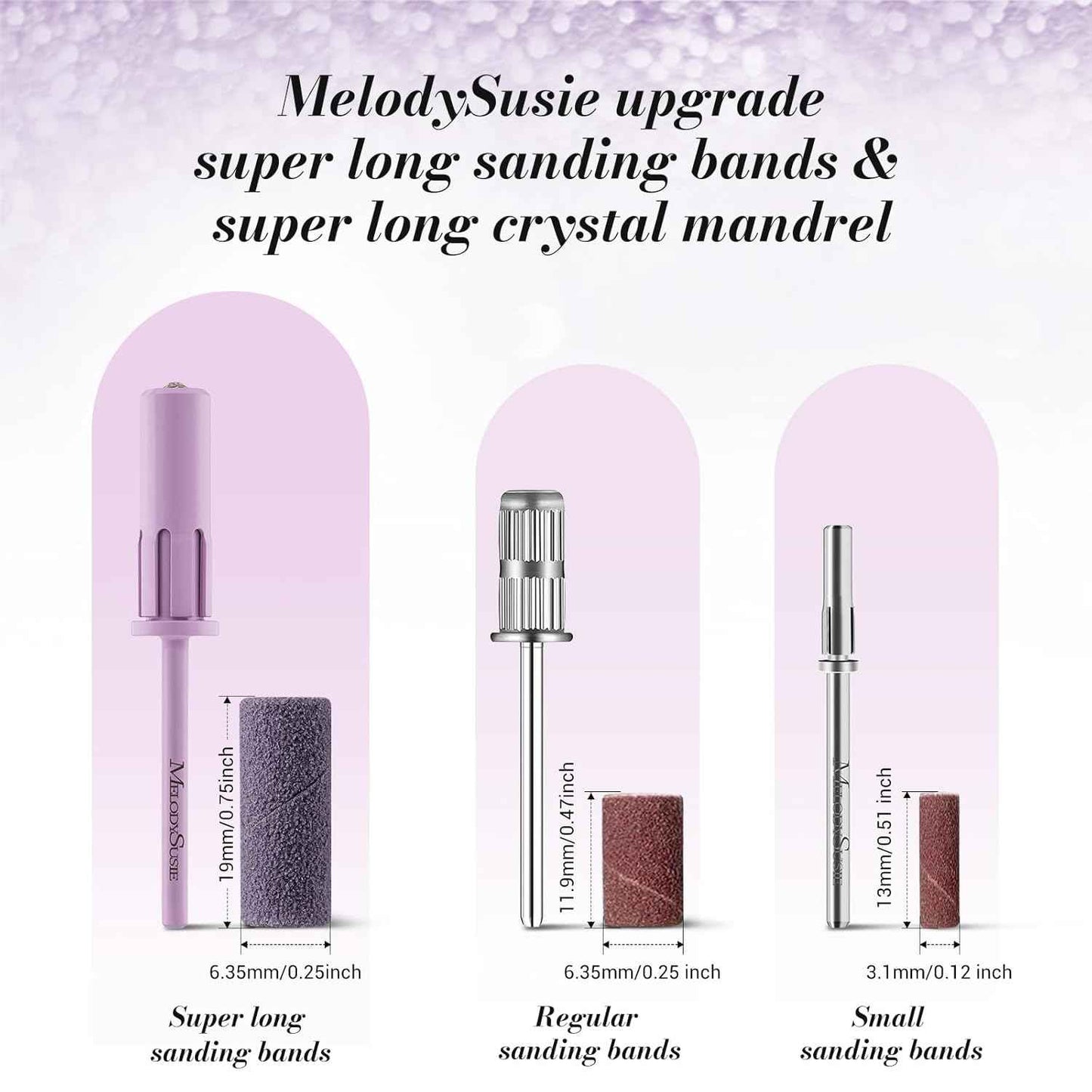 MelodySusie 30000 RPM Portable Nail Drill with 50 Nail Bits & Long Sanding Bands