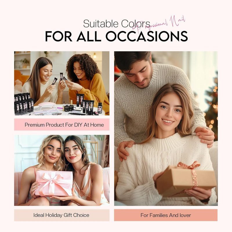 Poly Gel Nail Kit for Beginners: 32 Colors Gel Extension Nail Set with U V Lights for Starter DIY Nail Art Extension at Home Gifts for Ladies & Girls