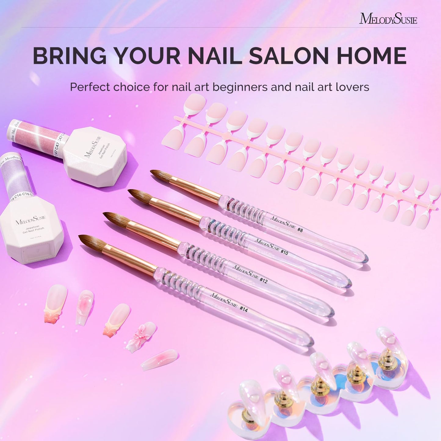 MelodySusie Kolinsky Acrylic Nail Brush, 80% Pure Kolinsky Hair, Professional Nail Brush for Acrylic Powder Nail Extension and 3D Nail Carving, Nail Art Tools for DIY Home Salon, Size 14