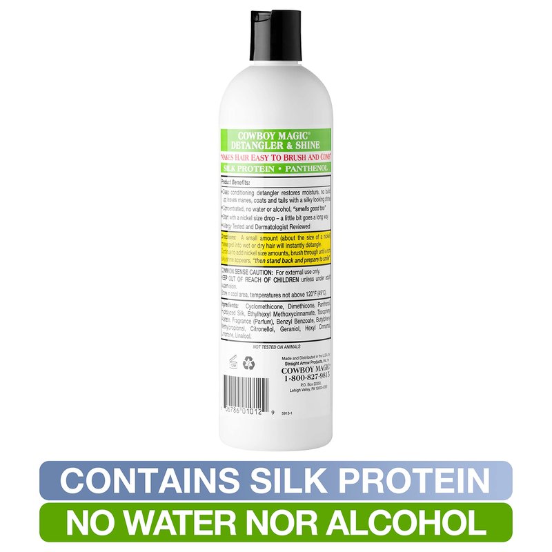 Cowboy Magic: Detangler and Shine (16 oz), Silk Protein and Panthenol "Makes Hair Easy To Brush And Comb"!