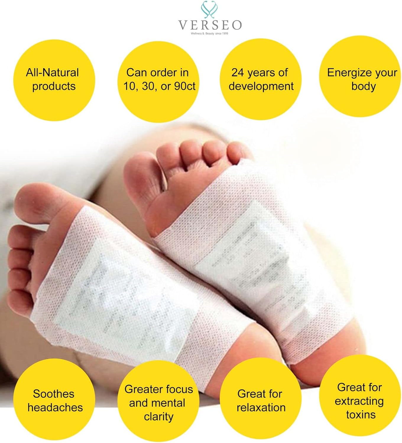 Overnight Cleansing Foot Pads - Tourmaline Detox Pads to Energize Your Body | 90 Count