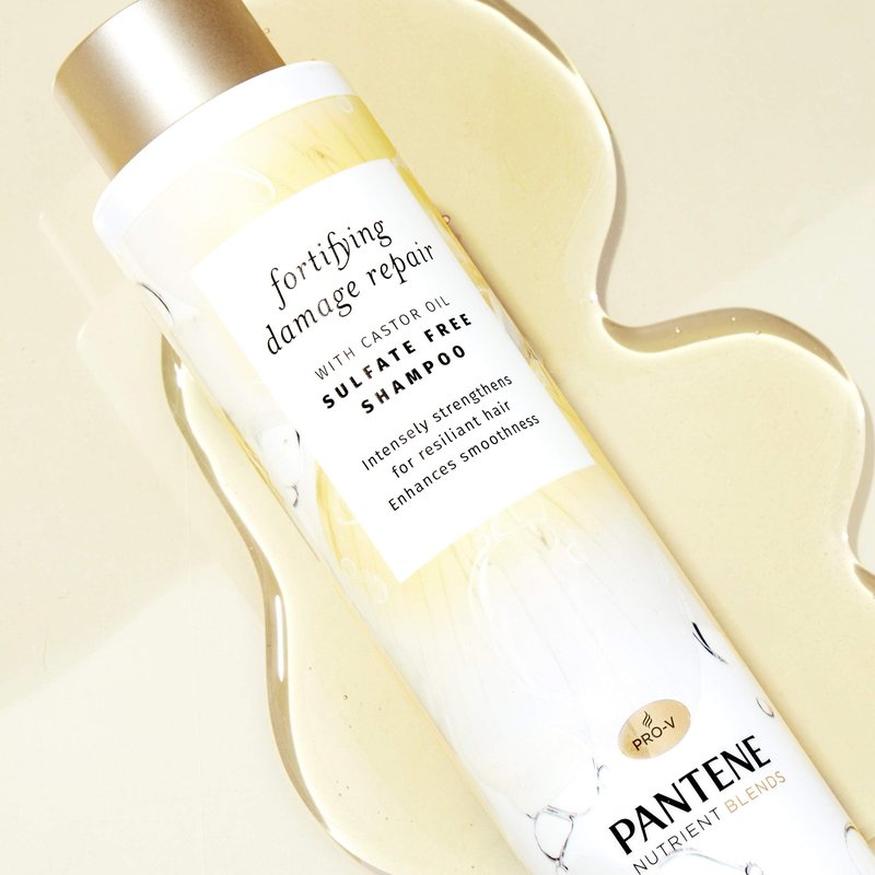 Pantene Sulfate Free Shampoo with Castor Oil, Nutrient Blends Fortifying Damage Repair, 9.6 fl oz, Pack of 4