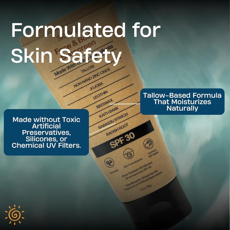 Sky and Sol Natural Mineral Sunscreen SPF 30 - Reef Safe, Water Resistant, Fragrance-Free | 3 oz