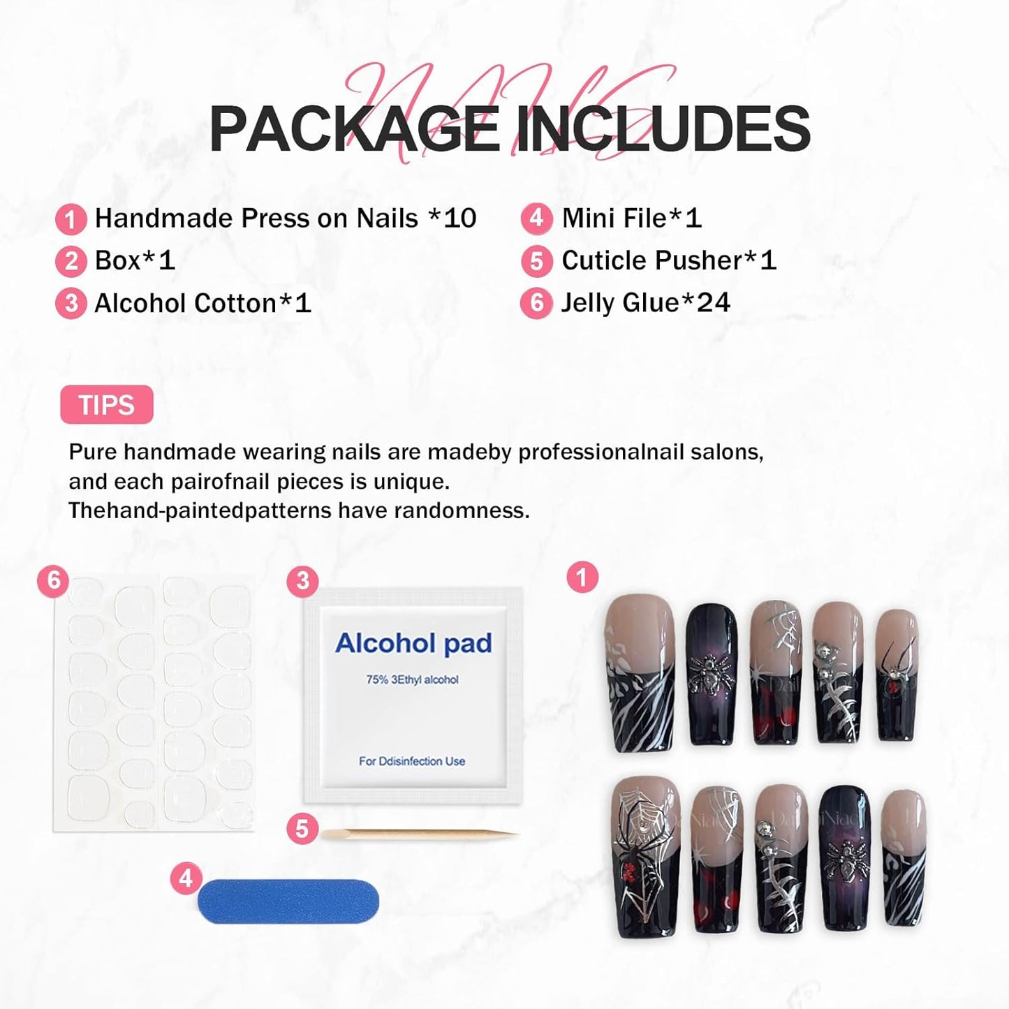 Christmas Press-On Nails - Short Square Gel Full Cover with Reindeer & Santa Designs