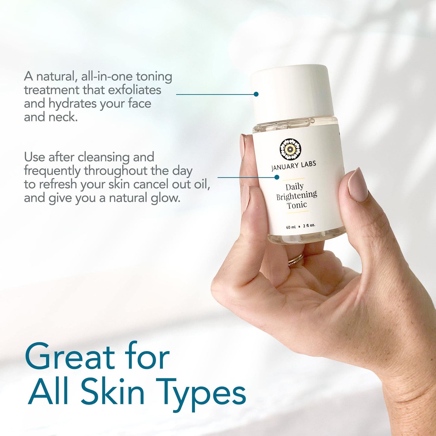 January Labs - Daily Brightening Tonic, Moisturizing Facial Tonic, Face Toner with Witch Hazel Extract, Hydrating and Detoxifying Toner for Face, 150mL