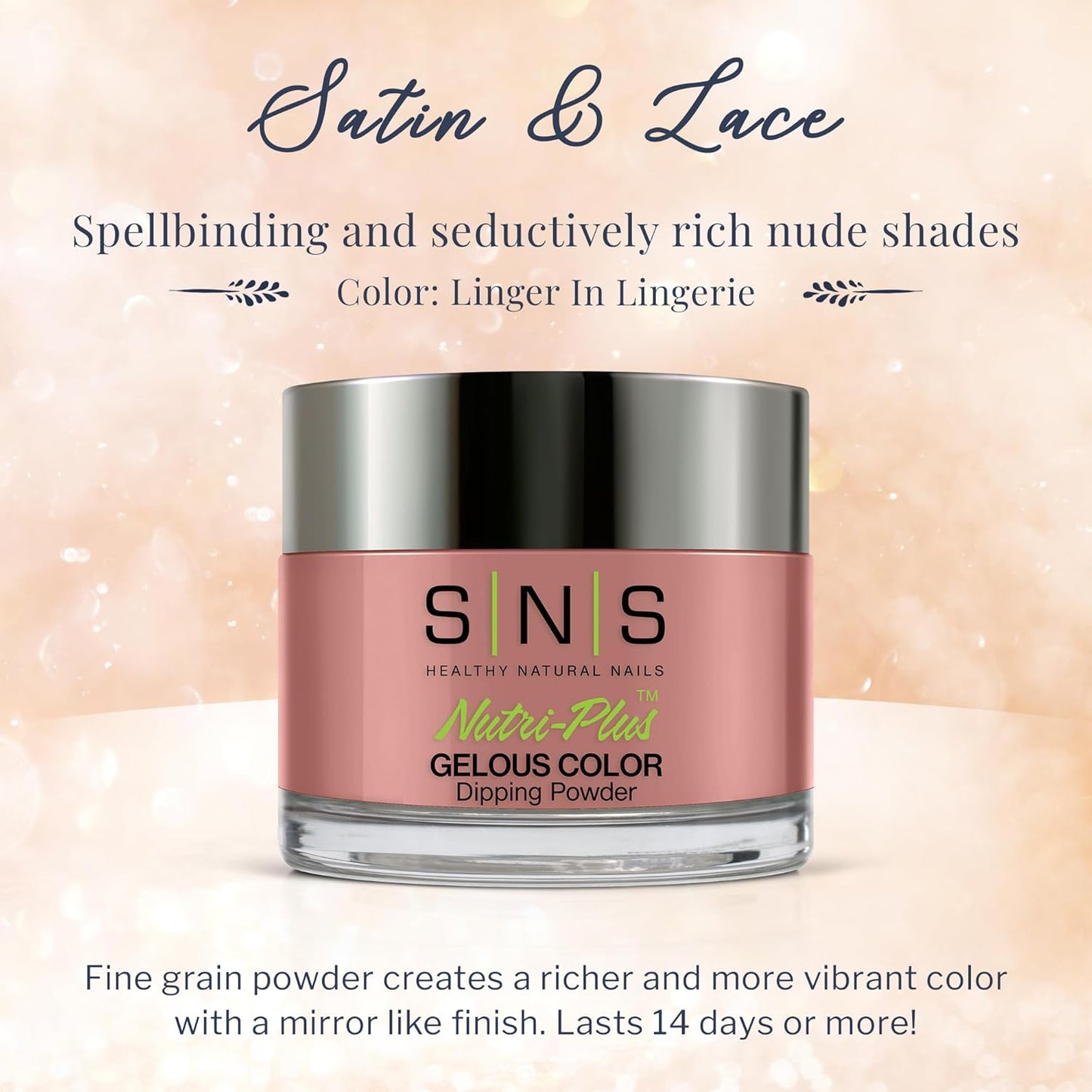 Nail Dip Powder Gelous Color - Linger In Lingerie (Pale Beige) SL19 | Long-Lasting, Low-Odor, No UV Lamp Needed, 1.5 Oz