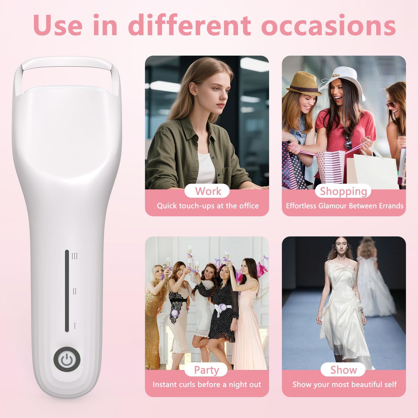 KOKABI Heated Eyelash Curler for Women, Mini Electric Lash Curler with 10S Heat 3S Style 24H Lift for Long, 3 Adjustable Temp & USB-C Rechargeable, Ergonomic Design, Travel-Friendly Makeup Tool Gift