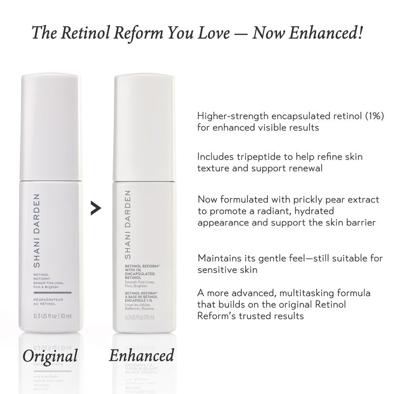 SHANI DARDEN SKIN CARE Retinol Reform with 1% Encapsulated Retinol Serum for Face & Neck, Gentle Slow-Release Retinol Face Serum with Tripeptide for Wrinkles, Fine Lines & Uneven Tone, 0.3 fl oz