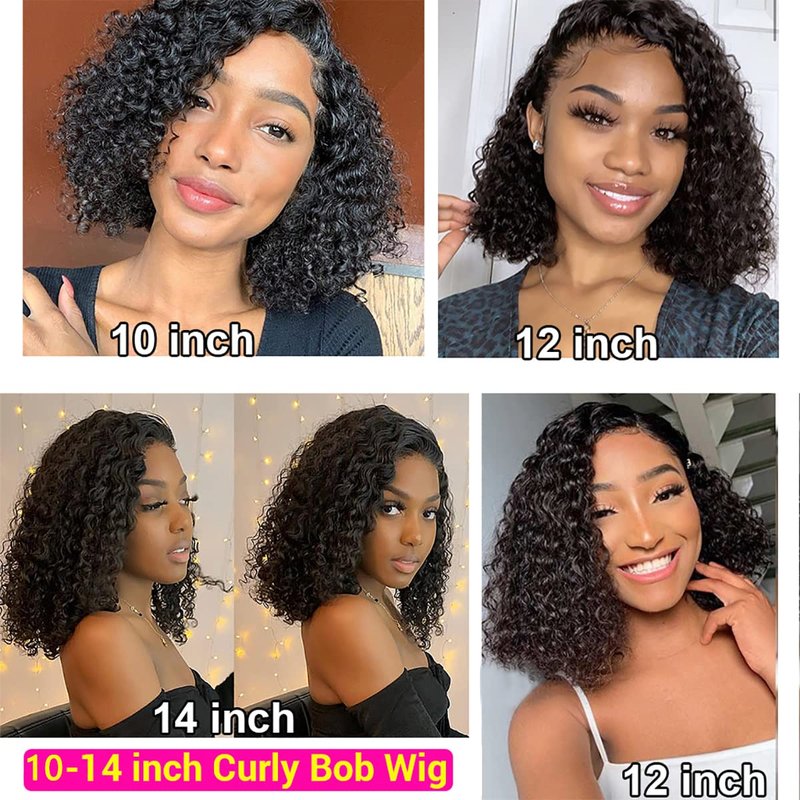 Tascal Bob Wig Human Hair 13x6 Deep Curly Lace Front Wigs Human Hair 180% Density Short Bob Wig Pre Plucked with Baby Hair Glueless Curly Wigs for Black Women(12 Inch)