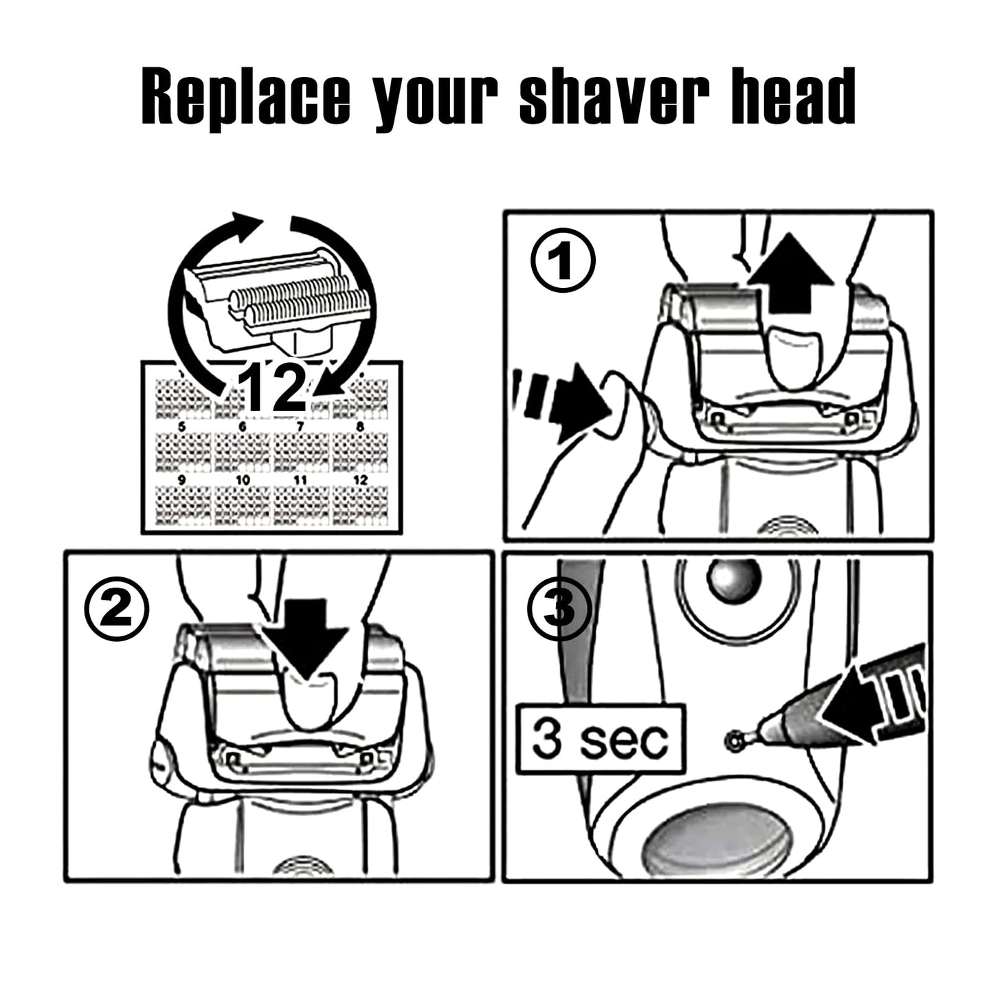 HONGNAL 3Pack 70S Series 7 Replacement Head for Braun Series 7 Foil Shaver Replacement Heads Compatible Braun Series 7 Replacement Compatible with Series 7 Shavers 70s 720,750CC, 760CC,790CC,9565