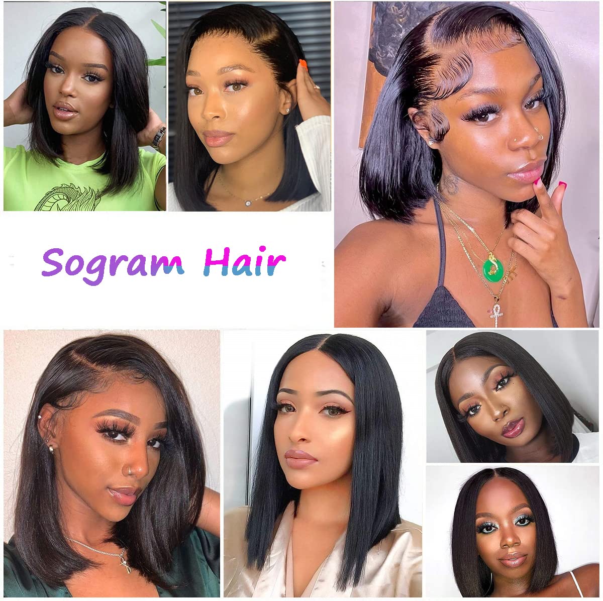 Bob Wig Human Hair 13x6 Frontal Lace Wig Transparent Lace Front Wigs Human Hair Straight Short Human Hair Wigs for Black Women Glueless Wigs Pre Plucked (Natural Color 13x6 Straight Bob, 10 Inch)