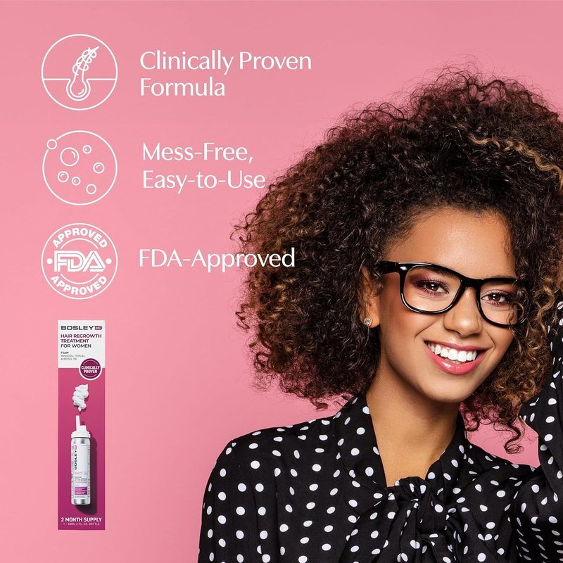 BosleyMD Women’s Hair Regrowth Treatment Foam – Minoxidil 5% Extra Strength, Clinically Proven Hair Growth & Hair Loss Treatment, No-Drip Scalp Application, Fast Absorbing, 2 Month Supply (2.11 oz)
