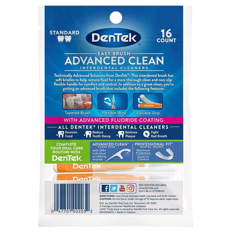DenTek Easy Brush Interdental Cleaners, Between Teeth Brushes for Plaque Removal, Dental Picks for Oral Care, Mint, 16 Count (Pack of 10)