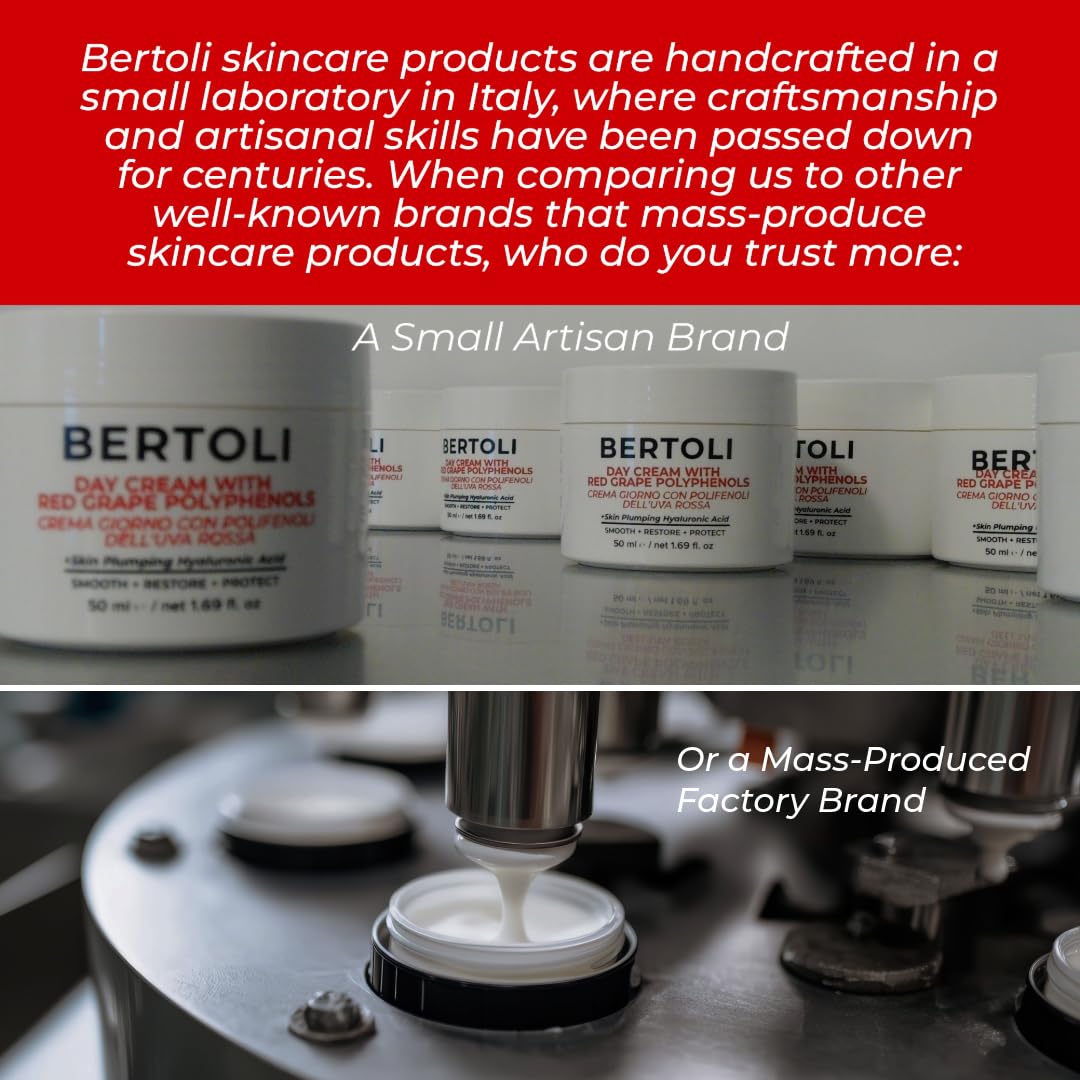BERTOLI Polyphenol Cream – Age-Defying Face Moisturizer with Hyaluronic Acid & Resveratrol – Rich Italian Wrinkle Cream Made in Italy, Deep Hydration, Collagen Support, 98% Natural, Clean Skincare