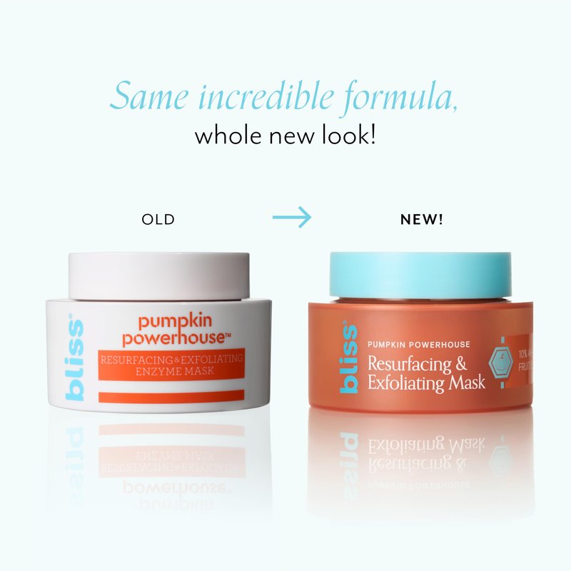 Bliss Pumpkin Powerhouse & Resurfacing Enzyme Mask - 10% AHA Pumpkin Blend with Prebiotics and Hyaluronic Acid for Smooth, Glowing Skin - Vegan, Clean, Cruelty-Free (1.7 Oz)