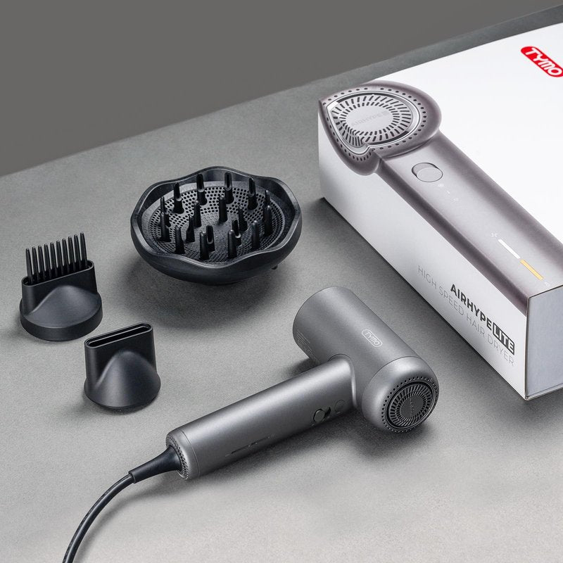 TYMO Hair Dryer with Diffuser, 1500W High-Speed Professional AIRHYPE Lite Blow Dryer with Comb for Fast Drying, 110,000RPM Brushless Motor, 200 Million Ionic Hairdryer, 3 Speeds & 4 Temps, Low-Noise