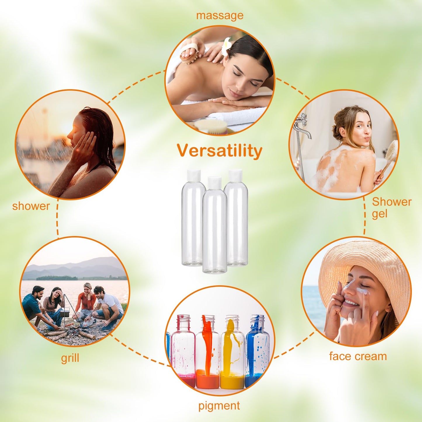 KUKLIPJIM 100 Pack 4 oz Plastic Squeeze Bottles with Top Flip Caps, Clear Empty Squeeze Bottles for Lotion, Travel-Friendly Clear Refillable Bottle, BPA-Free for Liquids and Personal Care
