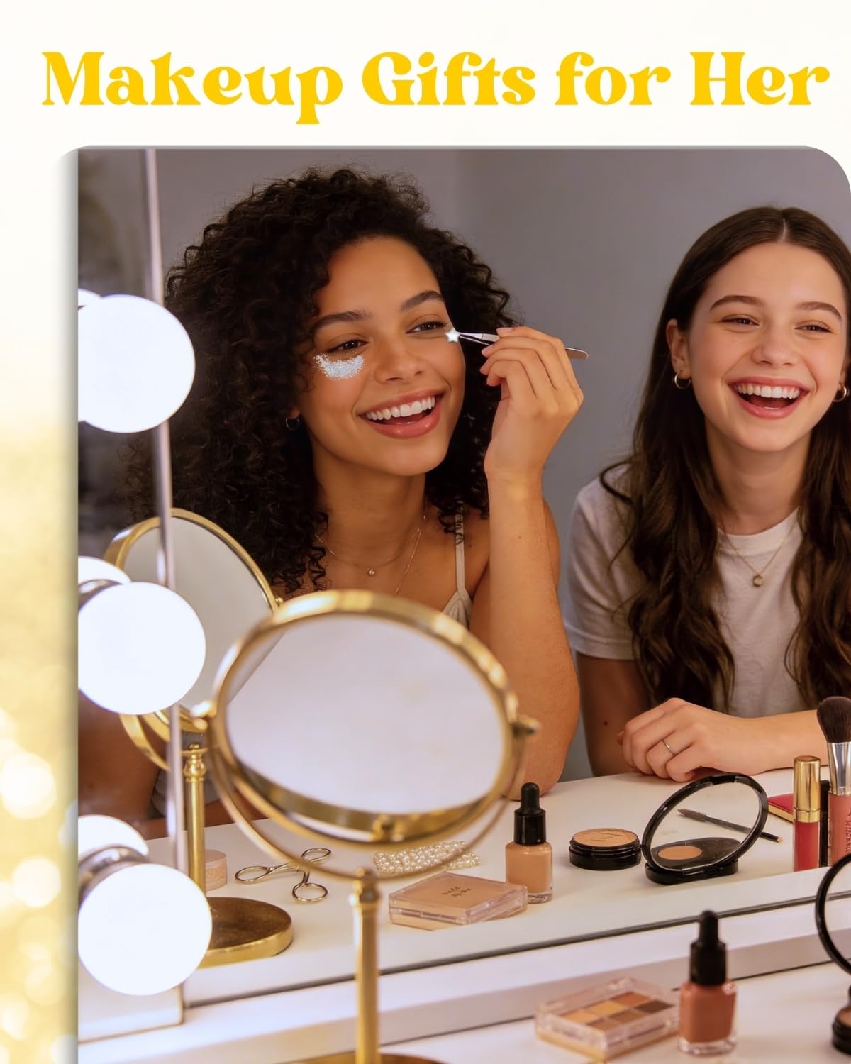 6+4 Gold Silver Face Gems Body Glitter Set: Sparkly Face Hair Glitter Gel & Self Adhesive Butterfly Heart Stars Stickers for Women Disco 50th Birthday Easter Party Makeup Accessories (Gold,Silver)