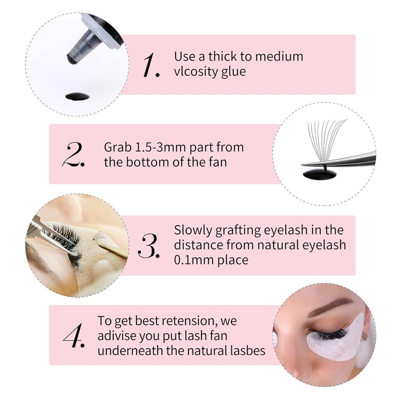 FADLASH 10D Premade Volume Eyelash Extensions - D Curl Mixed Tray, Thin Base, 9-16mm Lengths