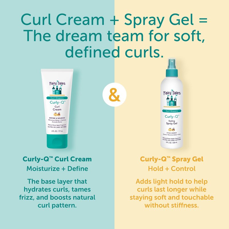 Fairy Tales Curly Q Kids Curl Cream – Lightweight Curl Crème for Curly and Wavy Hair Kids - Paraben, Sulfate, Gluten and Nut Free - 6 oz