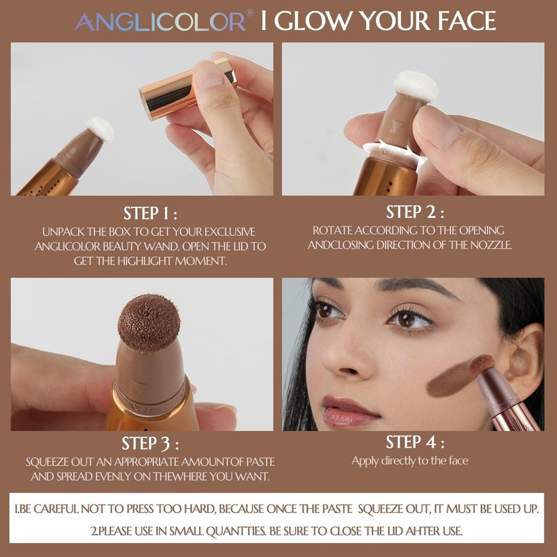 Anglicolor Contour Stick With Cushion Applicator, Liquid Wand, Cream Smooth, Bronzer Stick Lightweight for Face, Vegan & Cruelty-Free (02#Fair/Medium, 12ML)
