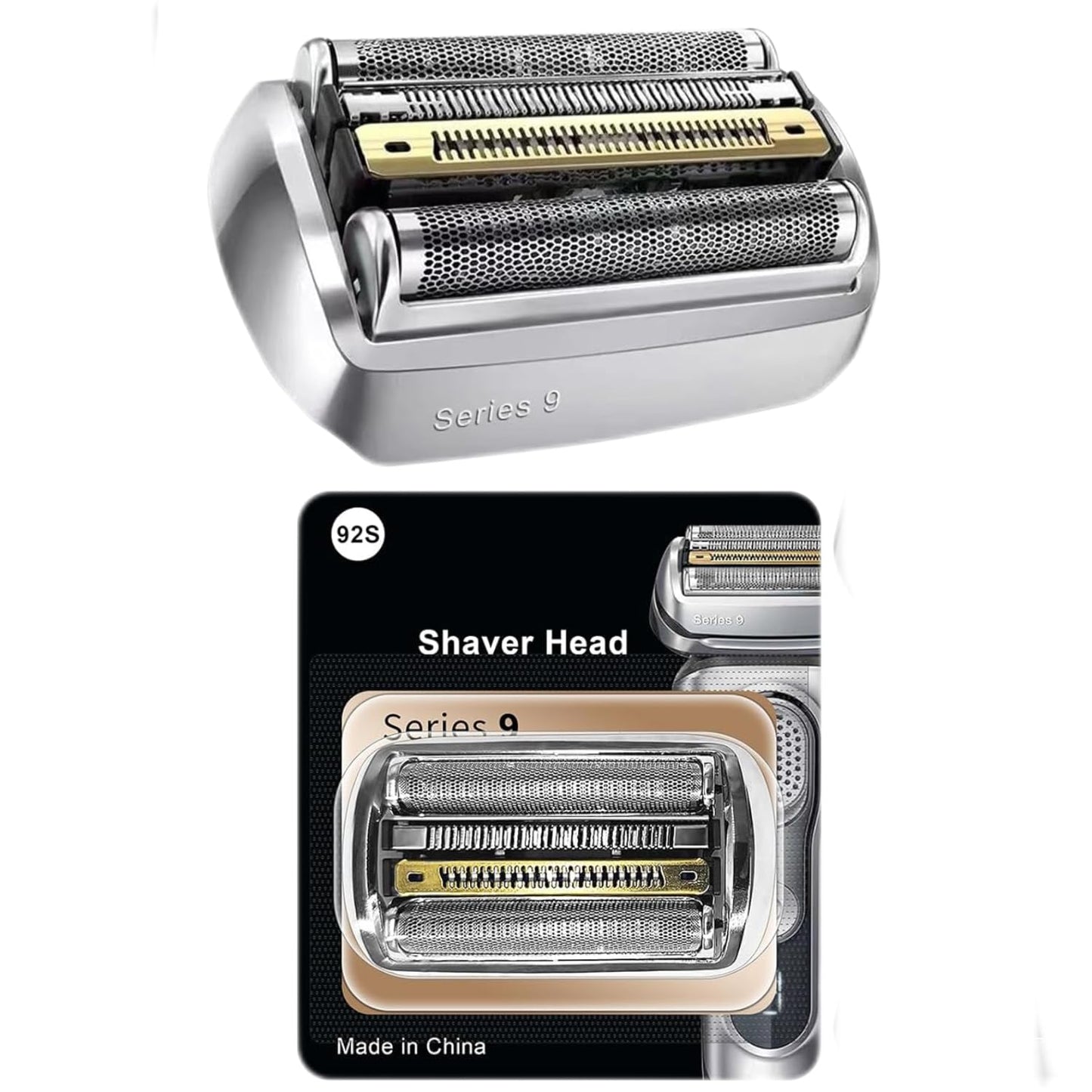 Series 9 92S Replacement Head Electric Shaver blade Compatible with Braun Series 9 Shavers 290cc, 9291cc, 9370cc, 9293s, 9385cc, 9390cc, 9330s, 9296cc Shaver(1 pack Silver)