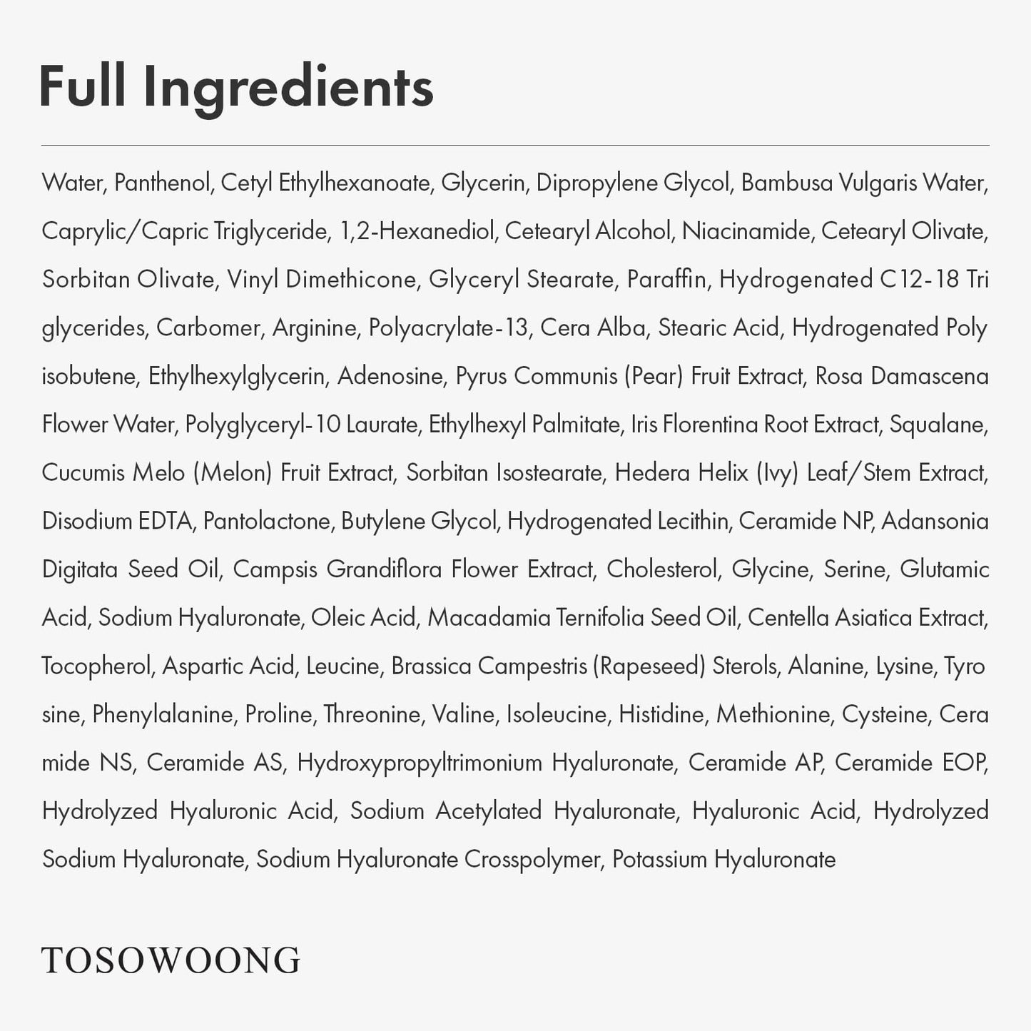 TOSOWOONG Panthenol 20 Barrier Cream, Daily Skin Barrier Care with 20% Panthenol, Ceramides, Hyaluronic Acid, Deep Hydration, Face Moisturizer, Korean Skincare for All Skin Types, 50ml / 1.69 fl. oz.